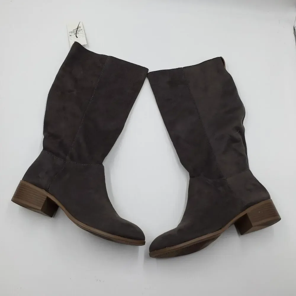 Universal Thread Hilda Microsuede Scrunch Boot in Gray Size 10